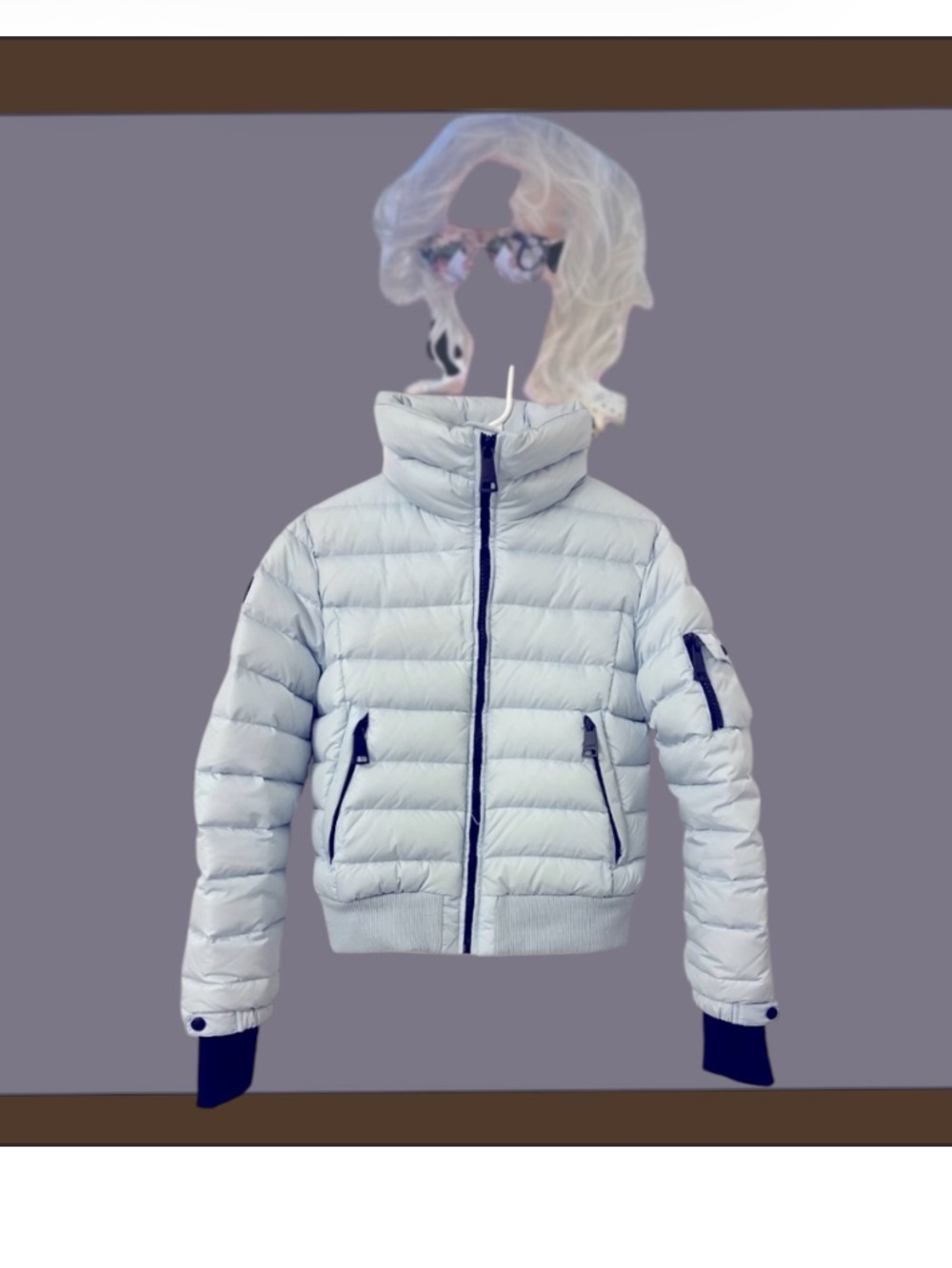 SAM. Light Blue Puffer Jacket with Navy Trim